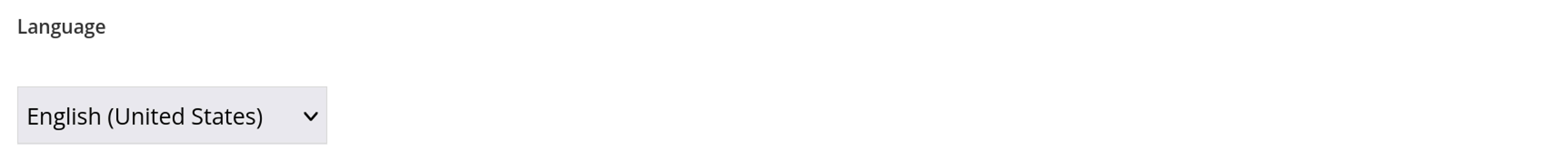 Dropdown list labeled &ldquo;Language&rdquo;