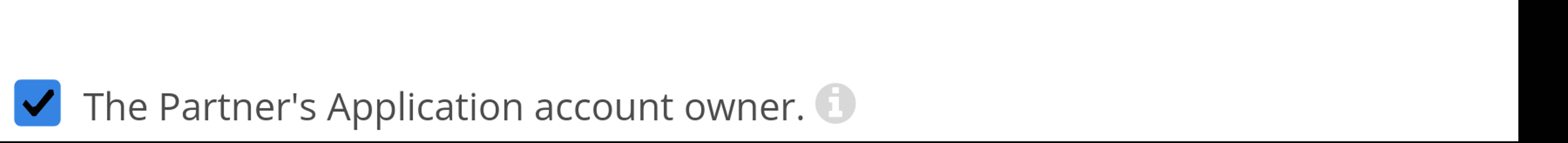  &ldquo;The Partner&rsquo;s Application account owner.&rdquo; checkbox