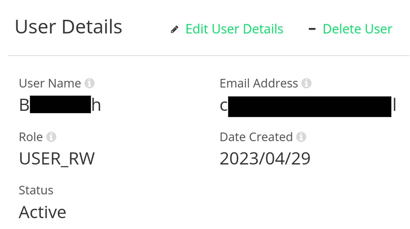 The &ldquo;User Details&rdquo; page of the selected user.
