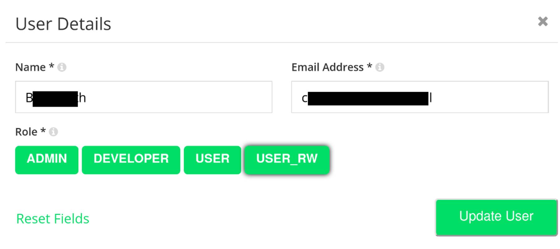 The &ldquo;User Details&rdquo; edit form after clicking the &ldquo;Edit User Details&rdquo; option