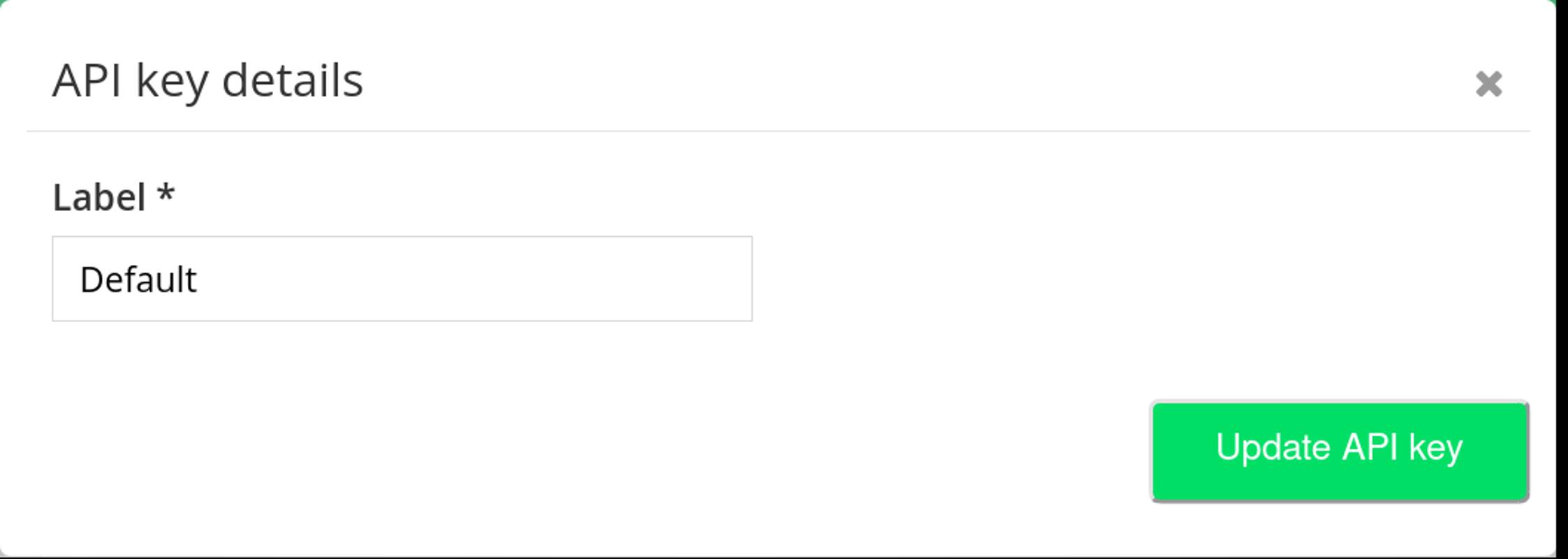 The &ldquo;API key details&rdquo; dialog box